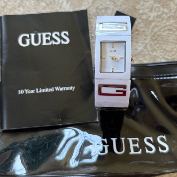 Brand New GUESS White & Silver Tone Watch Modern Square Analog Dial Y2K main image 14